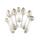 A collection of seven late 18th / early 19th century Scottish provincial silver spoons,