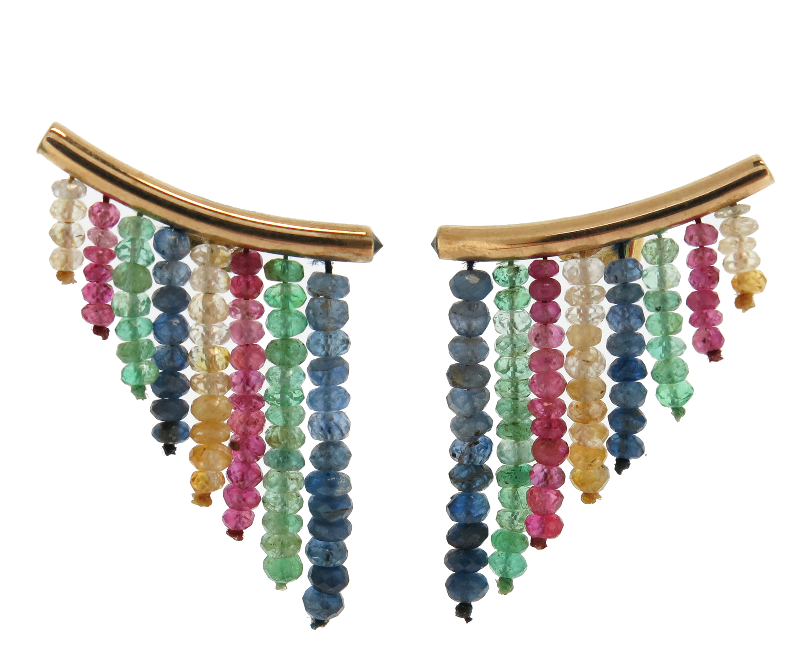 A faceted multi-gem bead necklace, set with rubies and multi-coloured sapphires, with a gold - Image 3 of 5