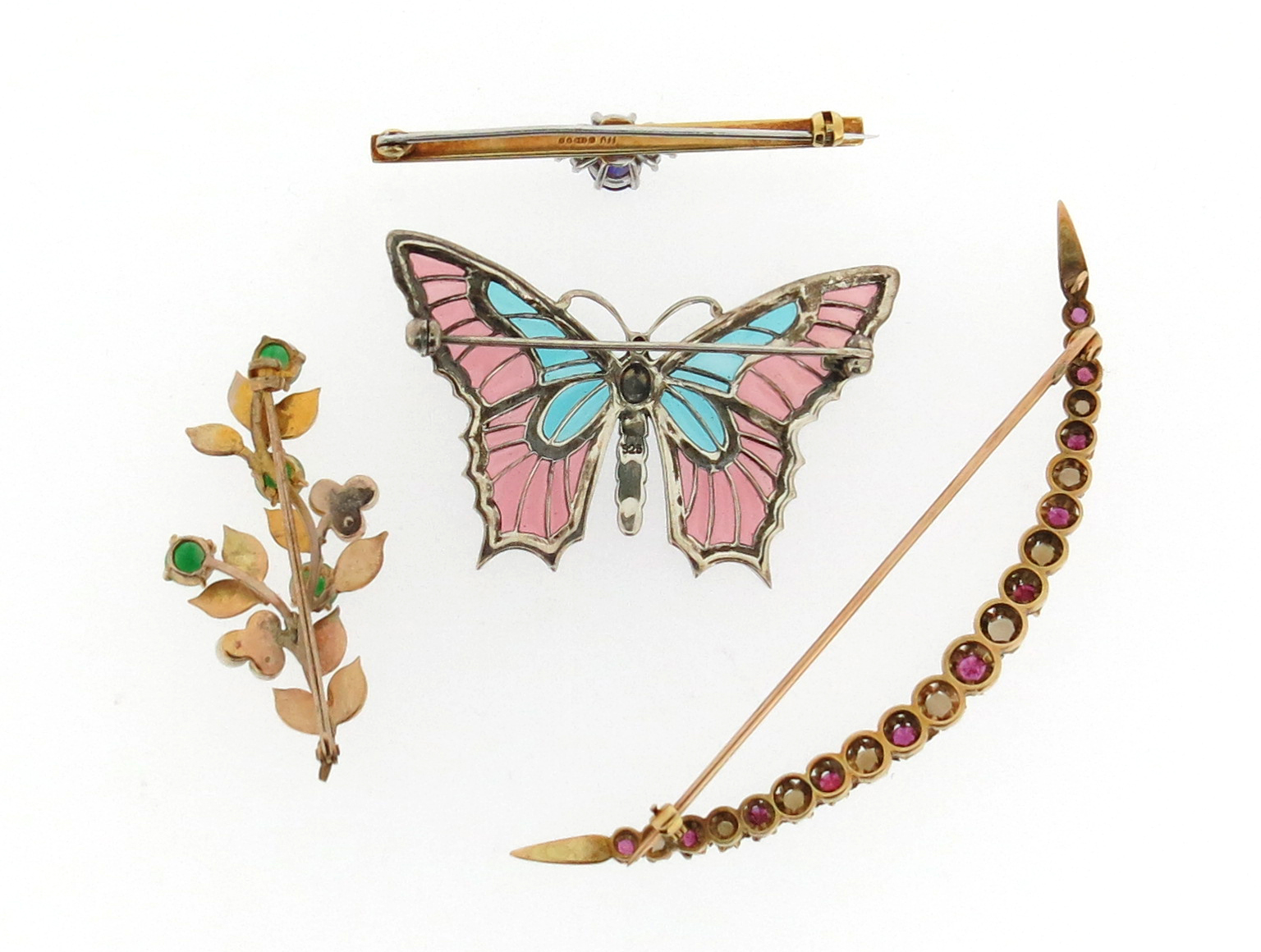 A small quantity of jewellery, including a silver butterfly brooch with enamel decoration; a ruby - Image 3 of 5