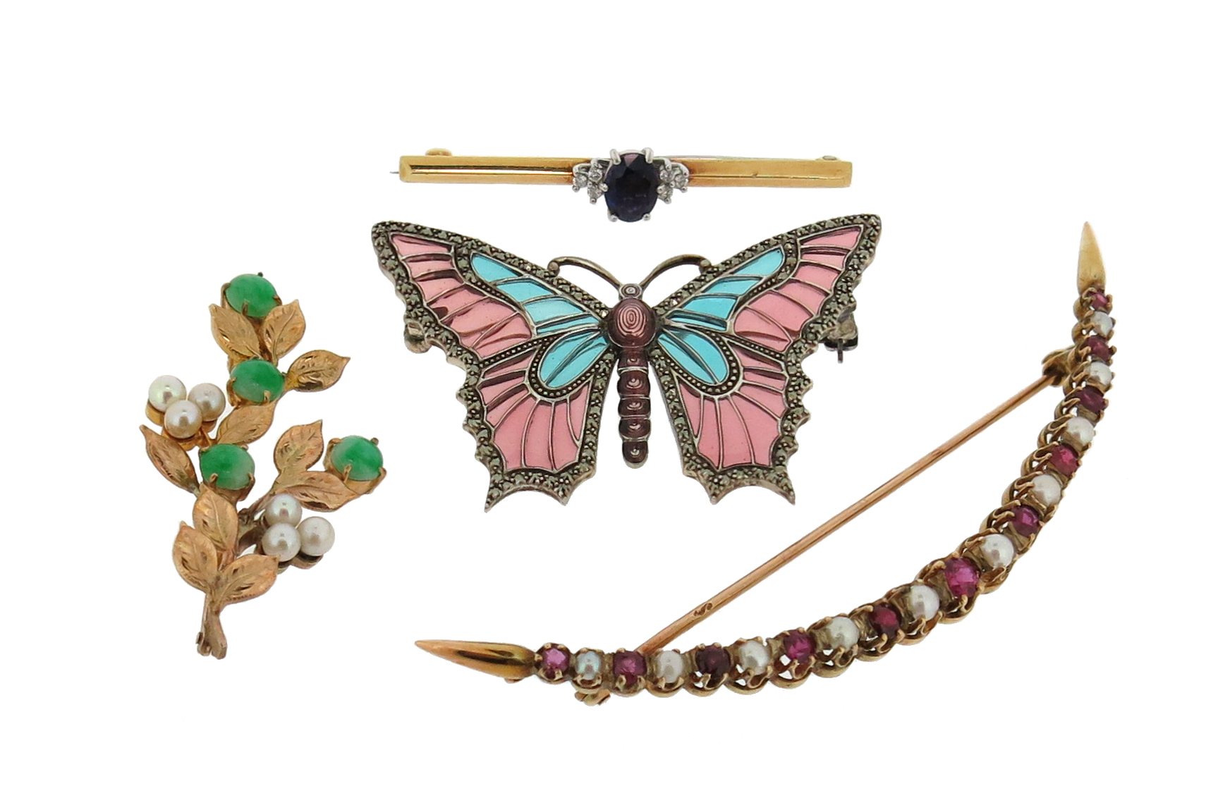 A small quantity of jewellery, including a silver butterfly brooch with enamel decoration; a ruby - Image 2 of 5