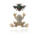 A 19th century gem-set insect brooch, set with rubies, diamonds and a turquoise in silver and