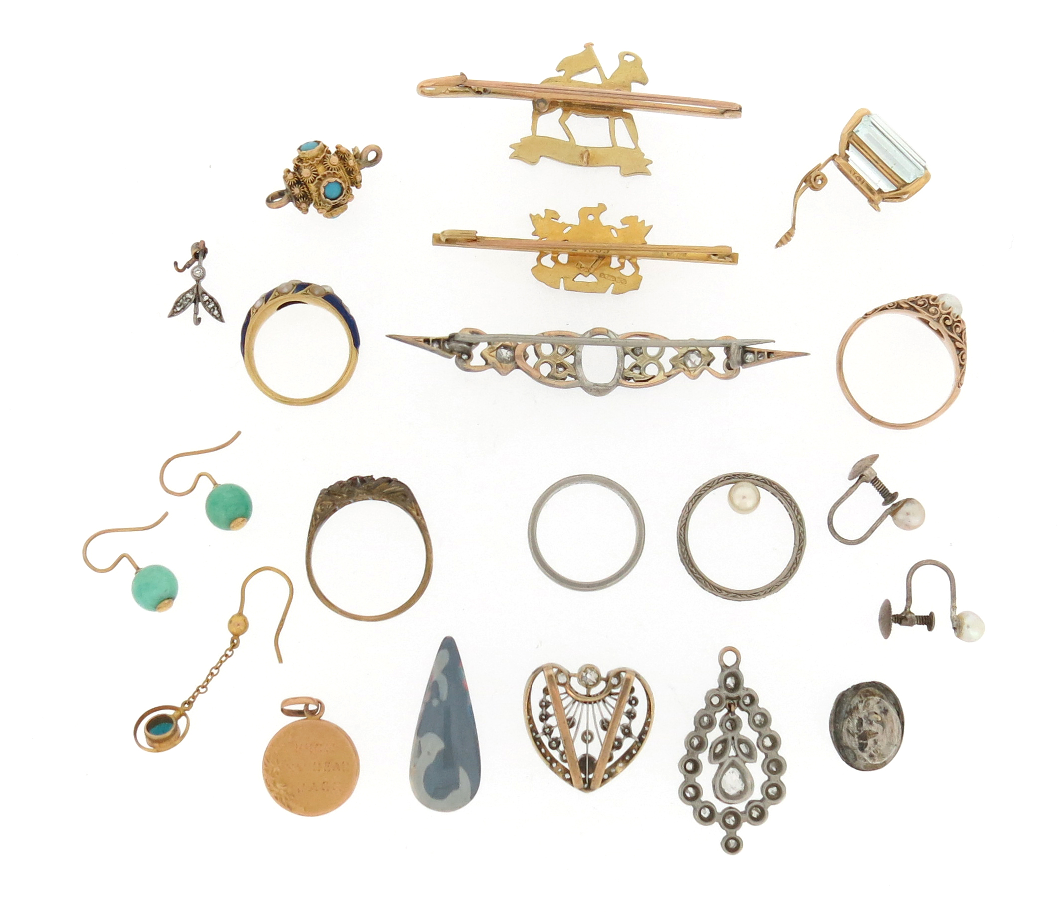 Various item of jewellery, including a Regimental brooch for The Queen's Royal Regiment, set with - Image 4 of 8