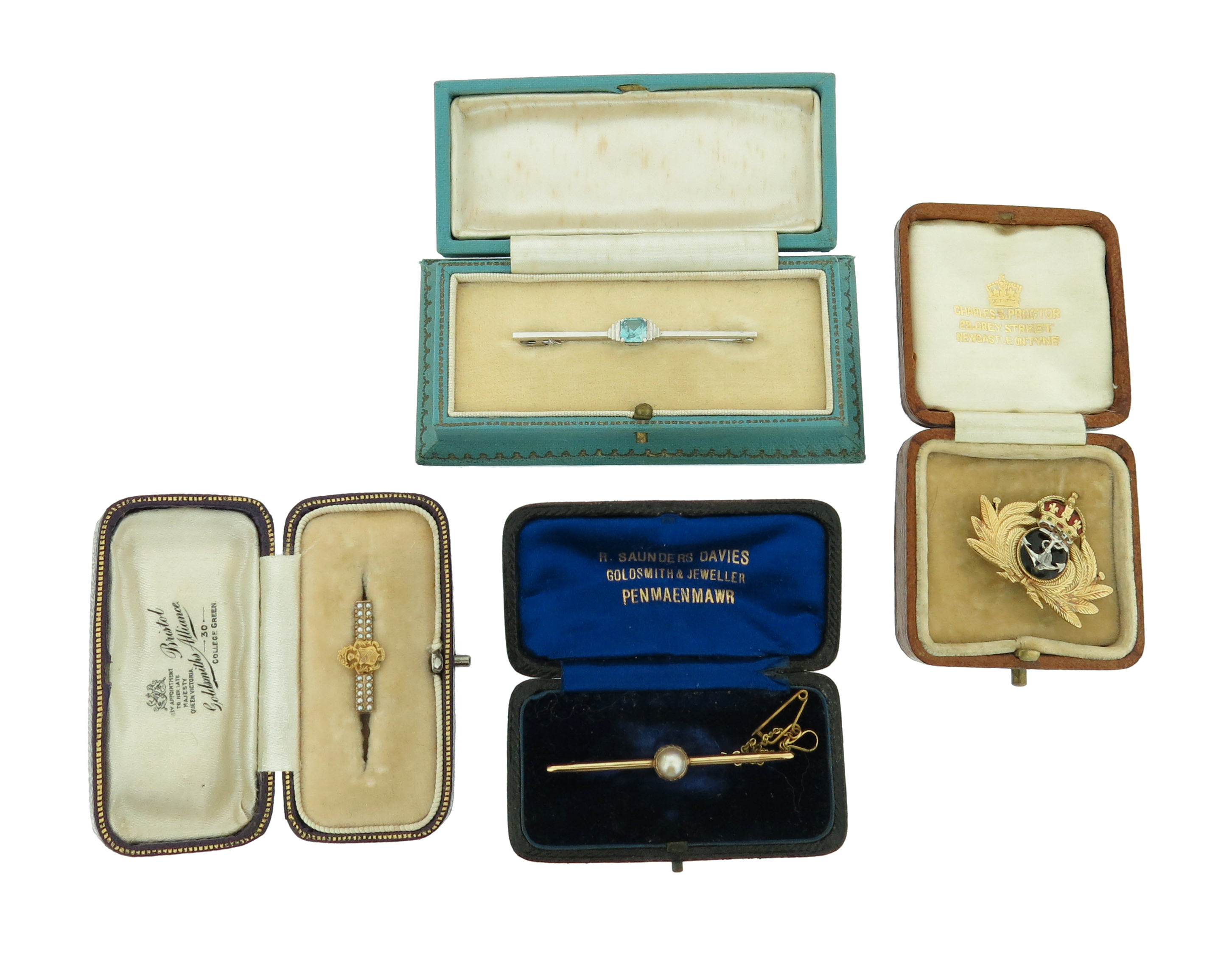 A collection of brooches, including a 19th century sapphire and diamond open crescent brooch; a 19th - Image 8 of 8