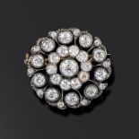 A late Victorian diamond target brooch, set with old circular-cut diamonds in concentric circles