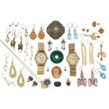 Various items of jewellery, including a steel and gold wristwatch by Longines; a gold wristwatch