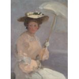 Circle of Mark Senior Portrait of a young lady holding a parasol Oil on canvas 48.8 x 35.9 Unframed
