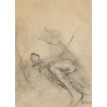‡ Dame Elisabeth Frink CH, DBE, RA (1930-1993) Drawing #2 (Birdman) Signed and dated 57 Pen and