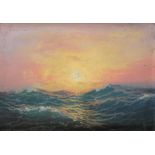 Diyarbakirli Tahsin (Turkish 1875-1937) Sunset over a choppy sea Signed Oil on canvas 50 x 69.5cm