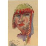 Gabriel van Schnell (Dutch act.1908-1946) Study of a woman in a Middle-Eastern headdress; and