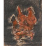 ‡ Nicola Hicks MBE (b.1960) Chickens Signed and dated 92 Coloured chalks on brown paper 94.4 x