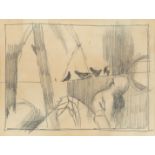 ‡ Keith Vaughan (1912-1977) Landscape with a figure and birds; Landscape Two, each pencil 9.1 x 12.
