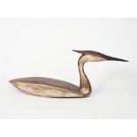 ‡ Guy Taplin (b.1939) Grebe painted wood sculpture incised signature Guy Taplin and titled Grebe