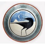‡ James Campbell (1942-2019) Moon Bird Series, 1990 an earthenware charger, painted in colours