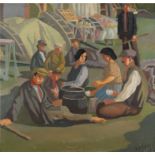 ‡ Thomas Saunders Nash (1891-1968) Workers at rest Signed and dated 1929 Oil on board 28.5 x 30.5cm