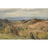 ‡ Edward Wesson RI, RBA (1910-1983) Stormy weather over Devil's Punch Bowl, Surrey Signed Oil on