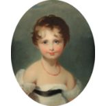 Follower of Sir Thomas Lawrence Portrait of a young girl, head and shoulders Oil on canvas, in a