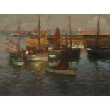 Harold Harvey (1874-1941) Boats in a harbour Signed and dated 09 Oil on canvas 30.6 x 41cm