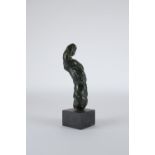 ‡ Nick Hume (20th Century) Twisting Figure Green patinated bronze on stone base 27cm high