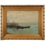 Edmund G. Fuller (1858-1944) Landing Pilchards Signed, also titled verso Oil on canvas 35.3 x 45.