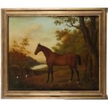 W. H. Ruggles (act. 1833-1846) A bay racehorse in a landscape Signed Oil on canvas 49.1 x 59.2cm;