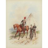 Orlando Norie (1832-1901) Three soldiers in an Egyptian landscape Signed Watercolour and pencil with