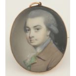 λGeorge Engleheart (1750-1829) Portrait miniature of W.Williams, wearing a brown coat and green