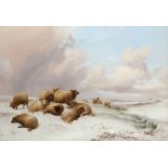 Thomas Sidney Cooper RA (1803-1902) Sheep in a winter landscape Signed and dated 1861 Oil on