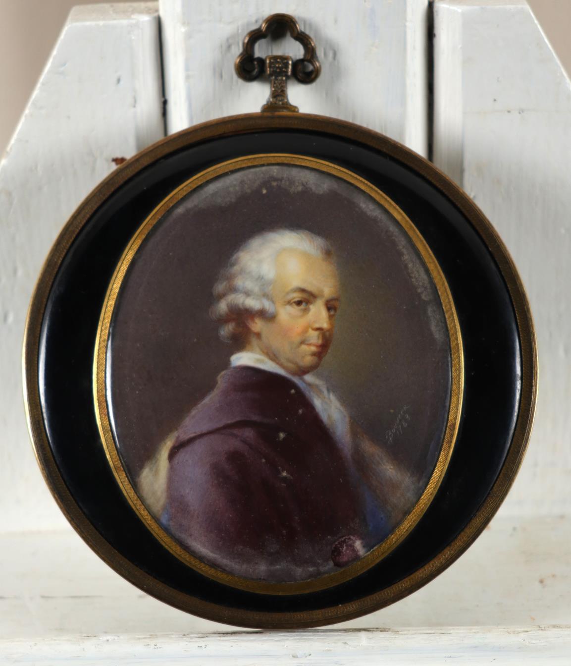 λPierre-Louis Bouvier (Swiss 1765-1836) Portrait miniature of a gentleman, wearing a mauve coat - Image 2 of 4