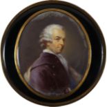λPierre-Louis Bouvier (Swiss 1765-1836) Portrait miniature of a gentleman, wearing a mauve coat