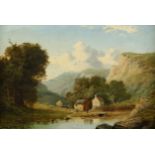 Edmund John Niemann (1813-1876) Monsal Dale, Derbyshire Signed, titled and indistinctly dated Oil on