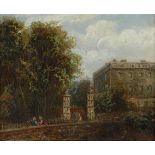 Thomas Cooper Moore (1827-1901) A view of Nottingham Castle with figures in the foreground; A view