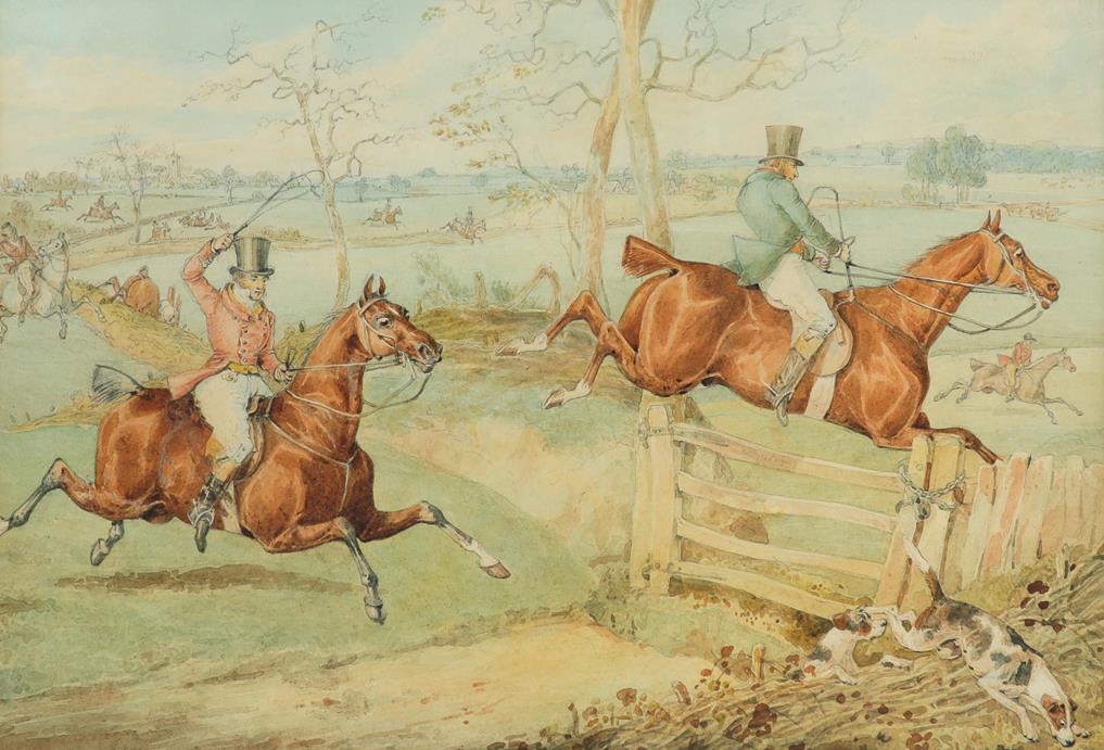 Henry Alken Snr. (1785-1851) Setting out; Jumping the fence; On the scent; The fox is caught Four, - Image 2 of 12
