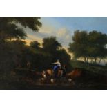 Attributed to Nicolaes Berchem (Dutch 1620-1683) An Italianate landscape with a couple and their