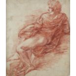 Attributed to Giulio Cesare Procaccini (Italian 1574-1625) Study of a reclining figure Red chalk