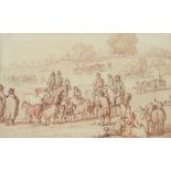 Thomas Rowlandson (1757-1827) A country cattle market Watercolour, pen and ink 14 x 22.8cm; 5½ x 9in