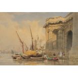 Clarkson Stanfield RA (1793-1867) A view of the Thames with figures descending through a