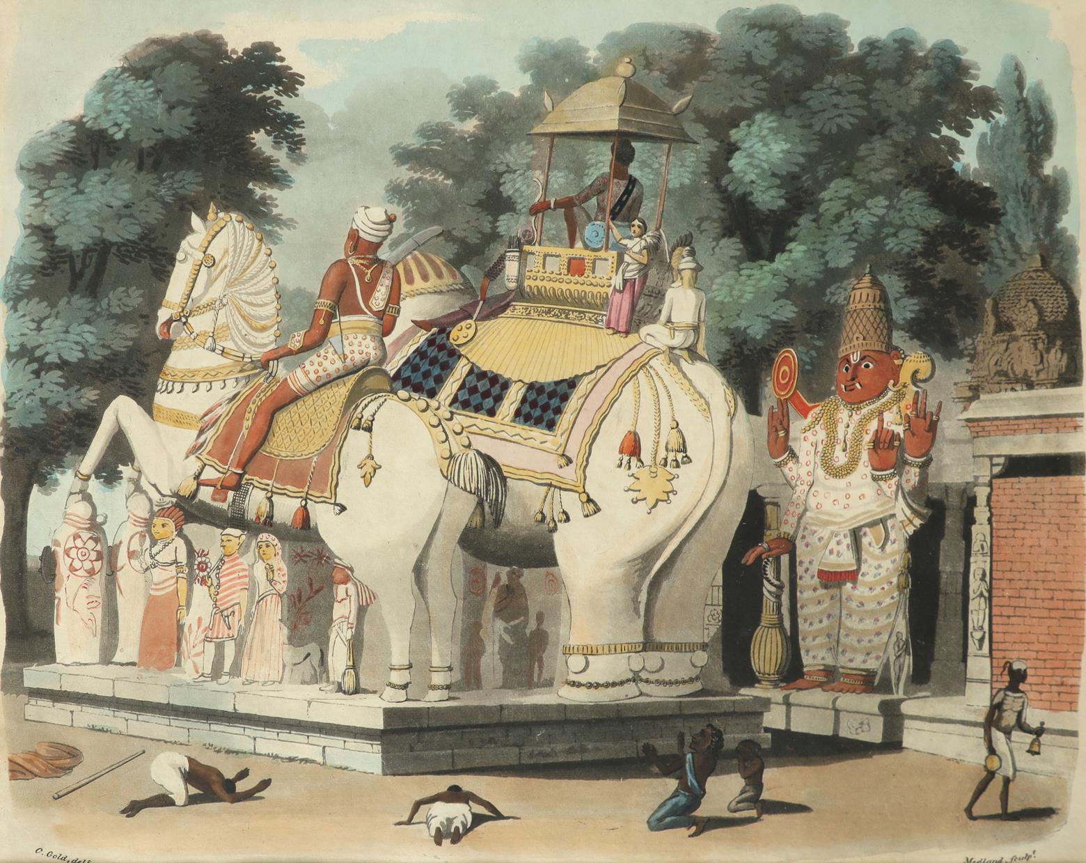 Charles Gold (d.1842) Hanuman; Tipoo's Palace; Natives pay homage to their ruler; Chess in India - Image 3 of 12