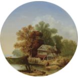 Samuel David Colkett (1800-1863) Landscape with a cottage and a figure by a pool; Landscape with a