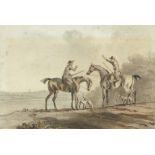 Attributed to Sawrey Gilpin RA (1733-1807) Two mounted horsemen conversing Signed and dated April,