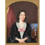 λGeorge Marshall Mather (Scottish act. 1831-1850) Portrait miniature of a lady, in a black dress,