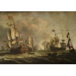Circle of Abraham Storck A naval engagement Oil on canvas 53.4 x 77cm; 21 x 30Όin