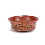 A Mayan Copador style bowl Mexico the base with seven channels to a flared body decorated with