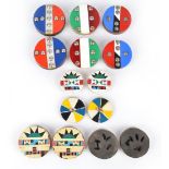 Seven pairs of Zulu ear plugs South Africa including a pierced pair, 6.5cm diameter, two single side