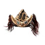 A Naga warrior's headdress Nagaland rattan, fibre and clouded leopard (neofelis nebulosa) skin