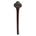 A Fiji throwing club i ula tavatava Melanesia with a ribbed head with a dotted dome and with a zig-