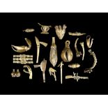 Nineteen Akan goldweights Ghana brass, including six cast from nature; a locust, 4.4cm long, a