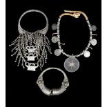 λA Kutch neck ring Gujarat, India silver coloured metal wire, 19cm wide, an Omani necklace with