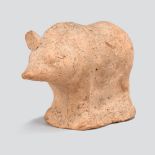 A Hellenistic pottery wild boar rattle circa 3rd century BC the underside with a inscribed inventory