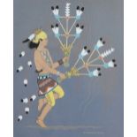 Harrison Begay (1917 - 2012) Navajo Feather Dancer gouache, signed, 30cm x 25cm. Provenance