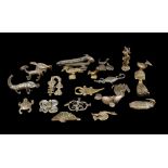 Twenty Akan animal goldweights Ghana brass, including a catfish, 7cm long, a sawfish, a flat fish, a